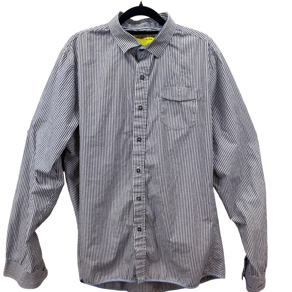 Descendant of Thieves Dres Ladro Men's XL Blue Stripe Mercerized Cotton Shirt